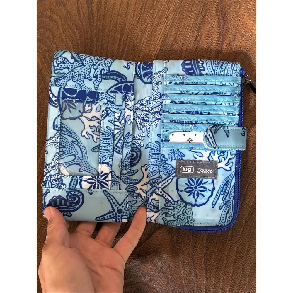 Lug Tandem Snap RFID Wallet Sealife Blue Sea Turtles Ocean Starfish Travel Beach